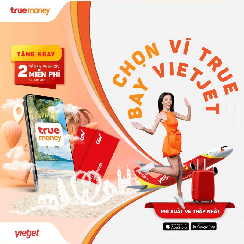 Chính thức triển khai bán vé Vietjet trên ví điện tử Truemoney - Ảnh 1. Chính thức triển khai bán vé Vietjet trên ví điện tử Truemoney - Ảnh 1.