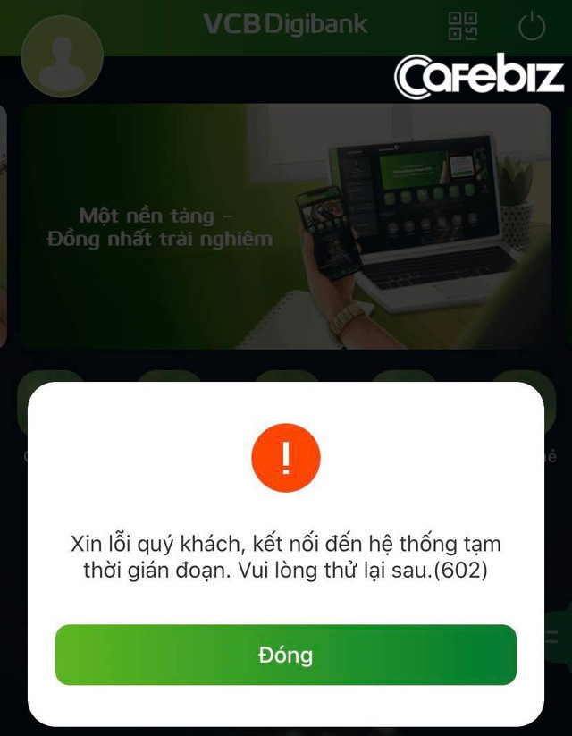  Hệ thống Vietcombank gặp sự cố không thể giao dịch, không nhận được tiền?  - Ảnh 1.