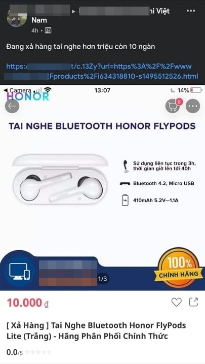 Hí hửng đặt mua tai nghe không dây Honor sale từ tiền triệu còn 10k, “hết hồn” vì phí ship lên tới… 4 triệu 5 - Ảnh 1. Hí hửng đặt mua tai nghe không dây Honor sale từ tiền triệu còn 10k, “hết hồn” vì phí ship lên tới… 4 triệu 5 - Ảnh 1.