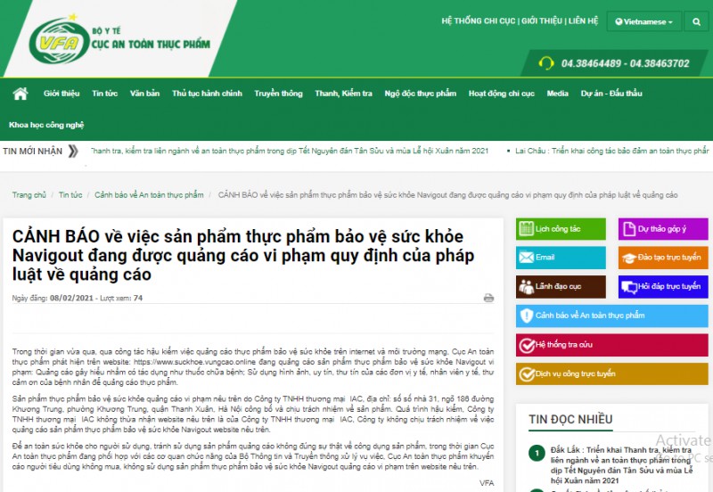 Công ty TNHH thương mại IAC “cố tình” vi phạm quy định pháp luật về quảng cáo thực phẩm chức năng