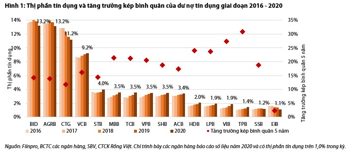 Nhà băng nào có thị phần tín dụng tăng mạnh nhất trong 5 năm qua? - Ảnh 1.